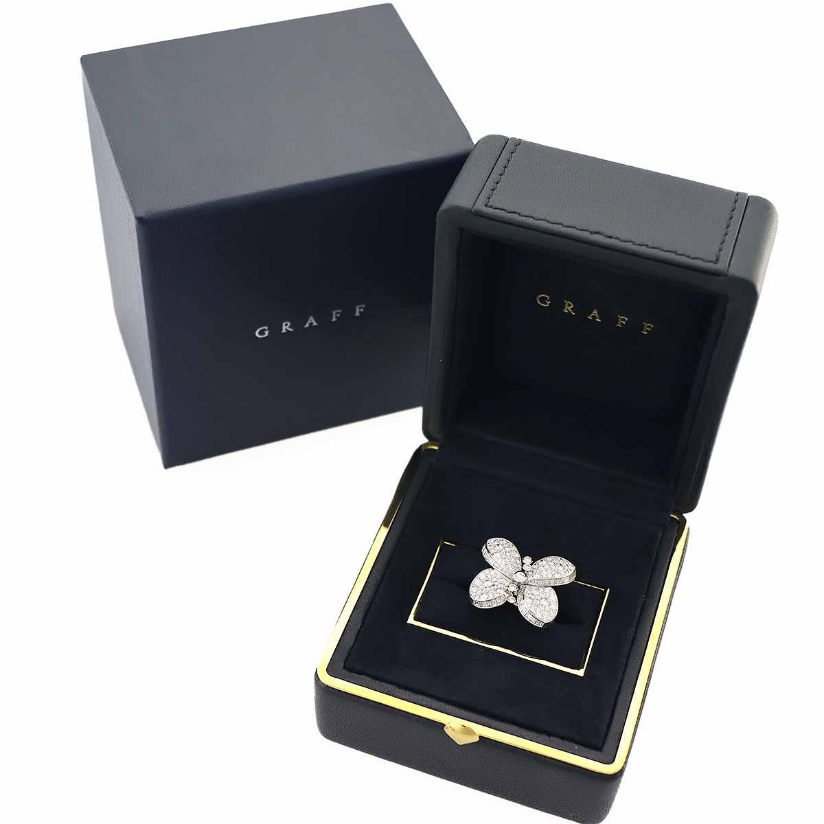 Women's Graff Diamond 18 Karat White Gold Princess Butterfly Ring US 5