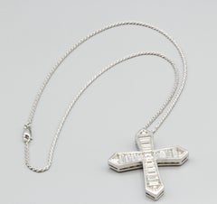 Graff Diamond 18 Karat White Gold Cross Pendant Necklace