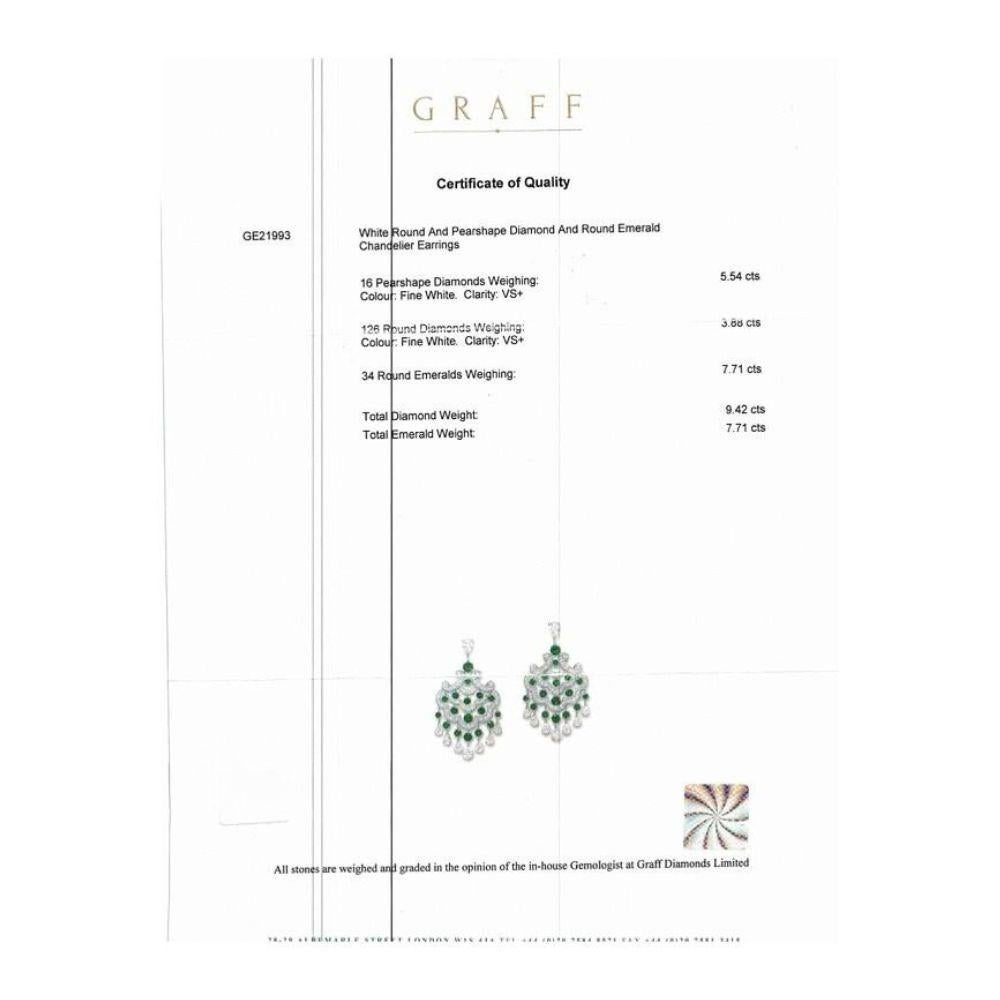 Graff  Diamond and Emerald Chandelier Earrings In New Condition For Sale In New York, NY