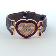 Graff Diamond and Ruby Heart Watch in 18K Yellow Gold