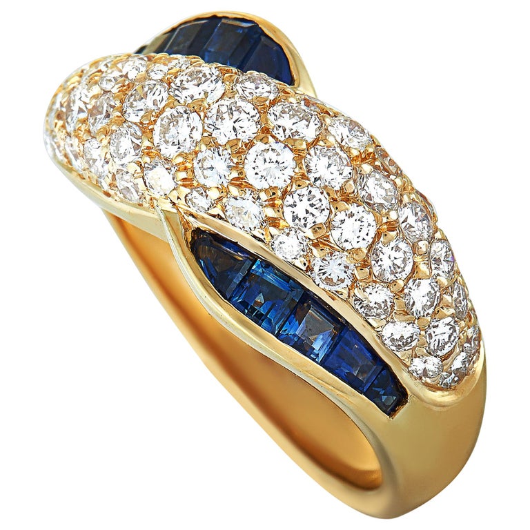 Graff Diamond and Sapphire Yellow Gold Band Ring at 1stDibs