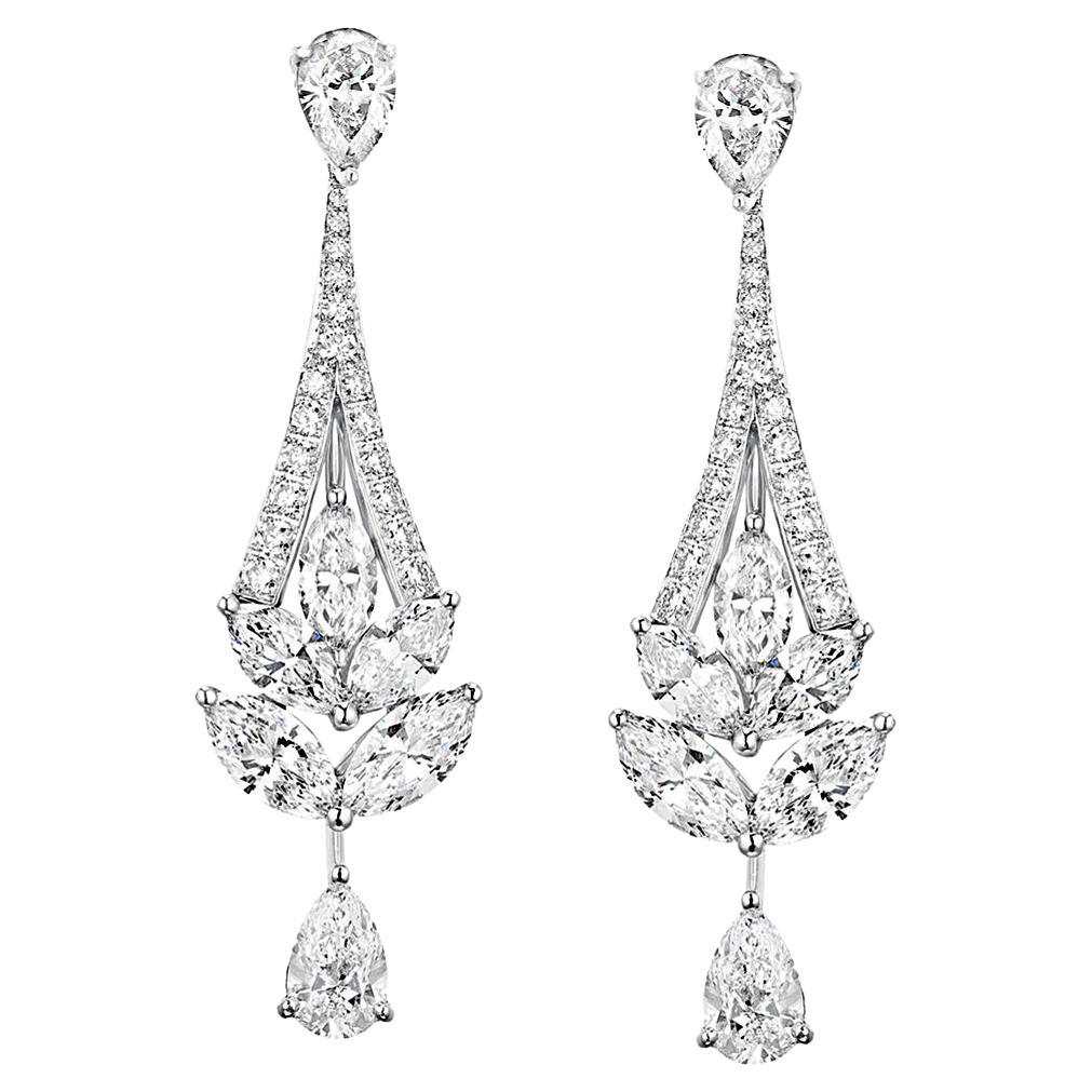 Boucles d'oreilles pendantes Graff Diamond Chandelier en platine en vente