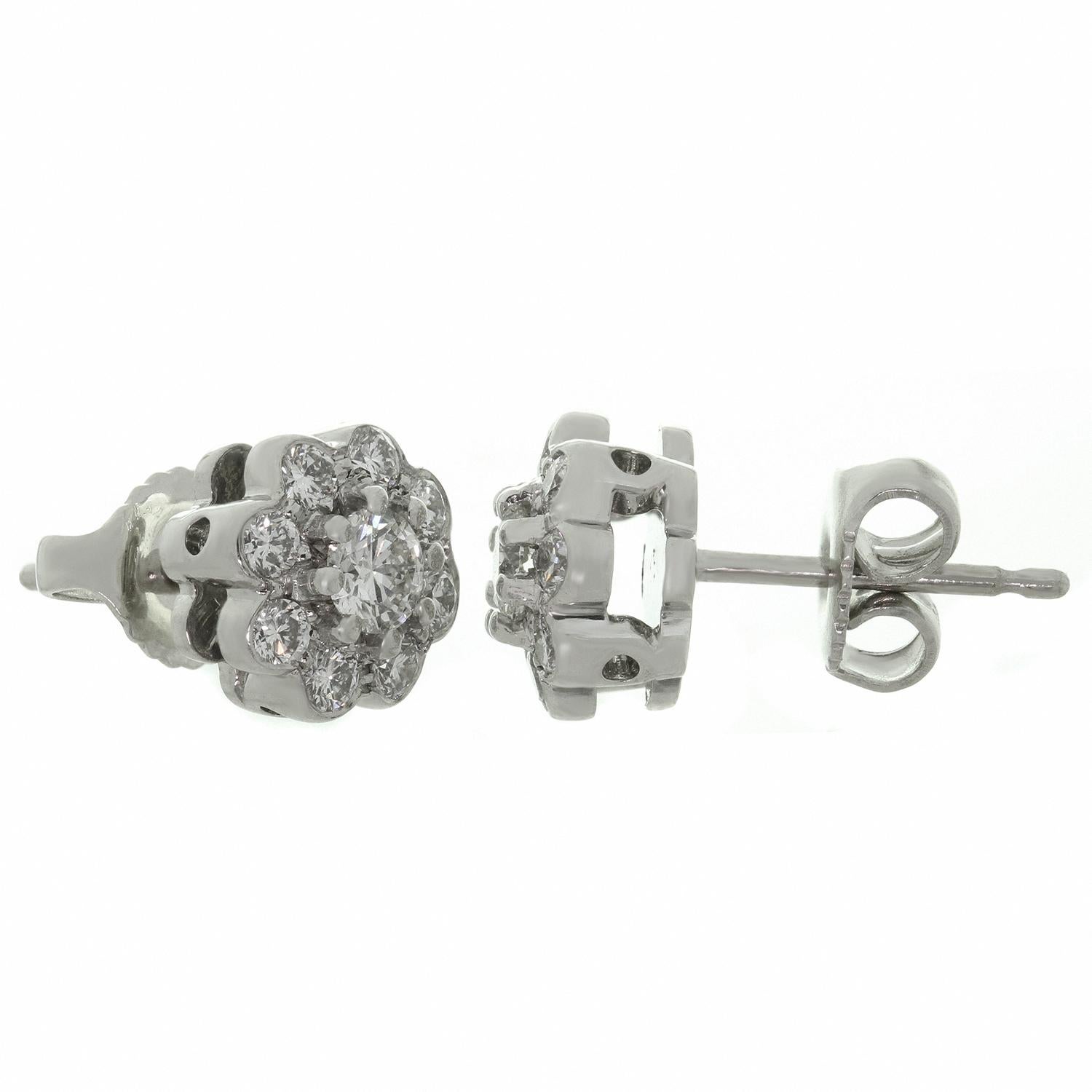 Graff Diamond Cluster Platinum Stud Earrings 1