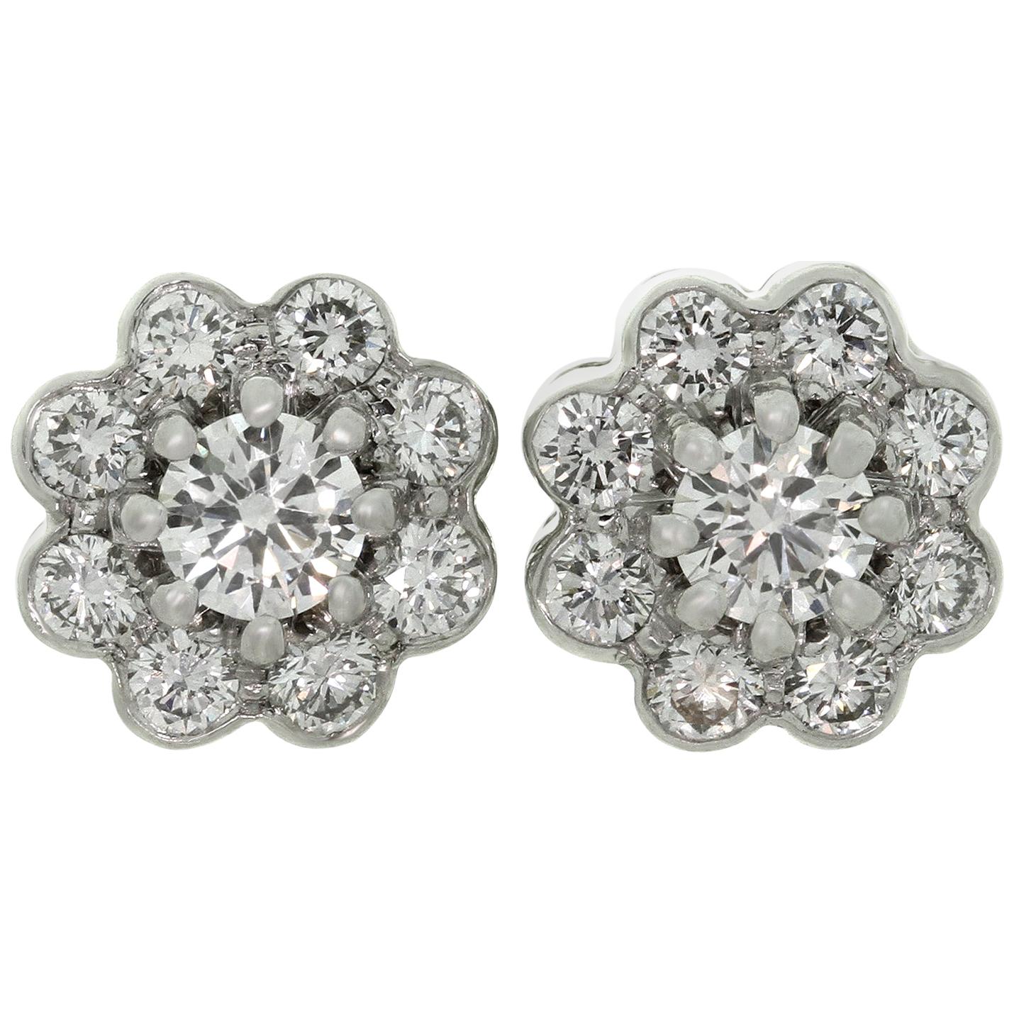 Graff Diamond Cluster Platinum Stud Earrings