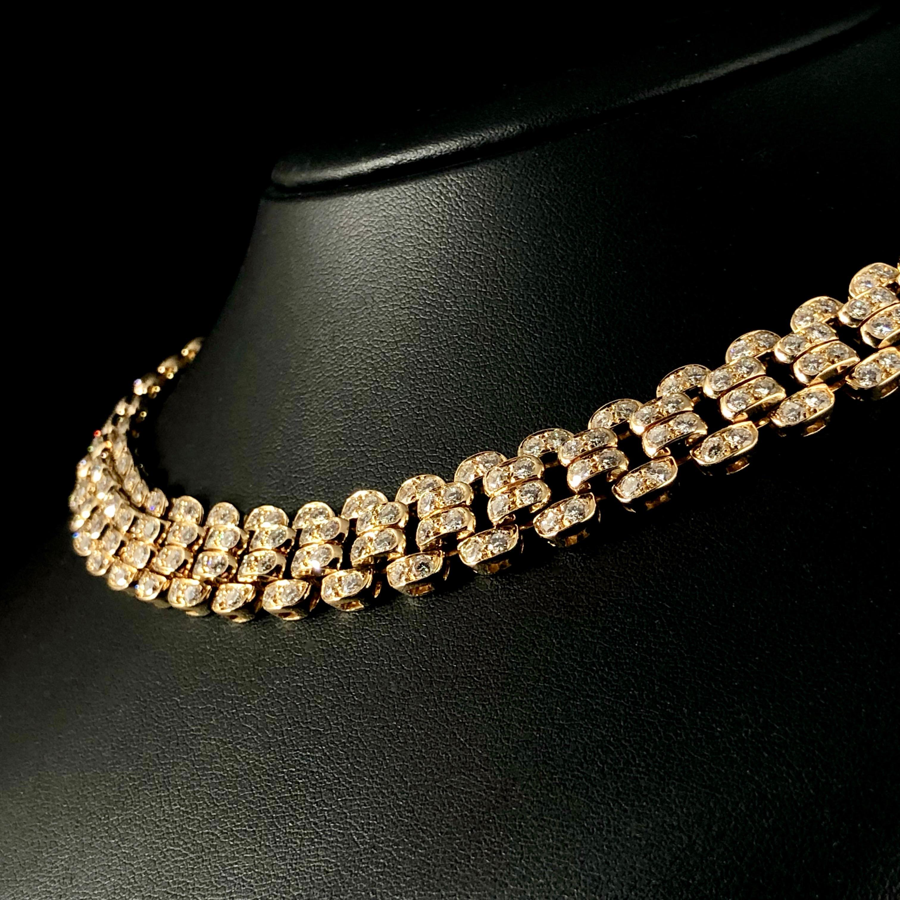 Graff White Round Brilliant Cut Diamond Gold Collar Necklace 4