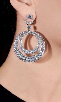 Graff Diamond Double Hoop White Gold Earrings
