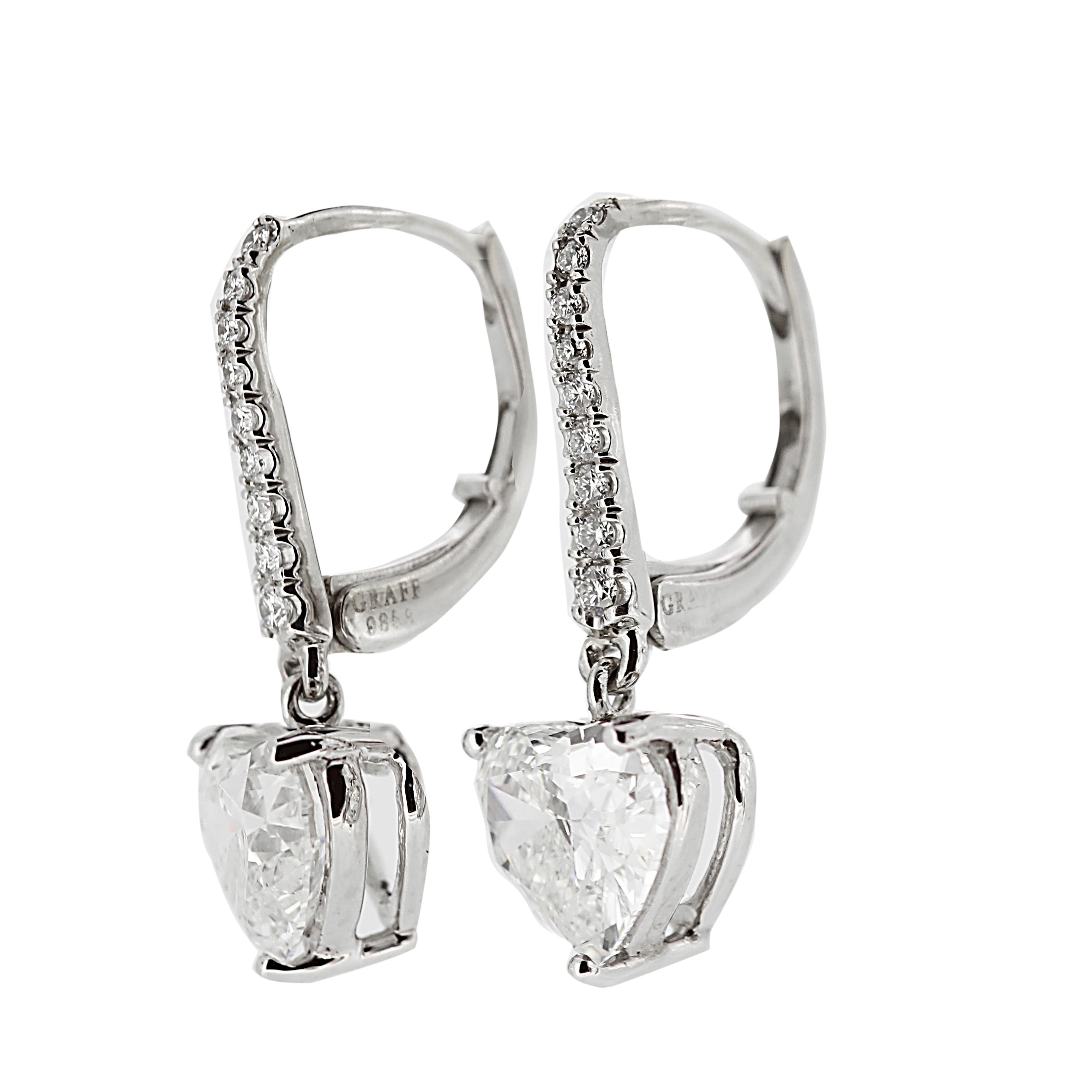 A pair of diamond drop earrings by Graff, stamped 