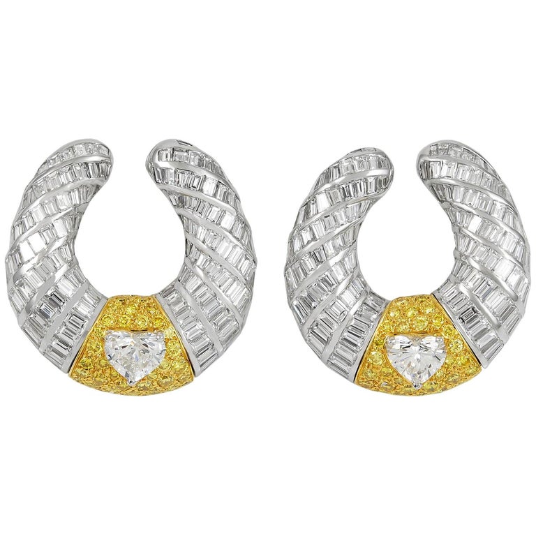 Graff 17.8Ct Diamond Double Hoop White Gold Earrings