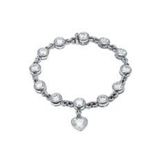 Graff Diamond Heart Charm Bracelet In Platinum.