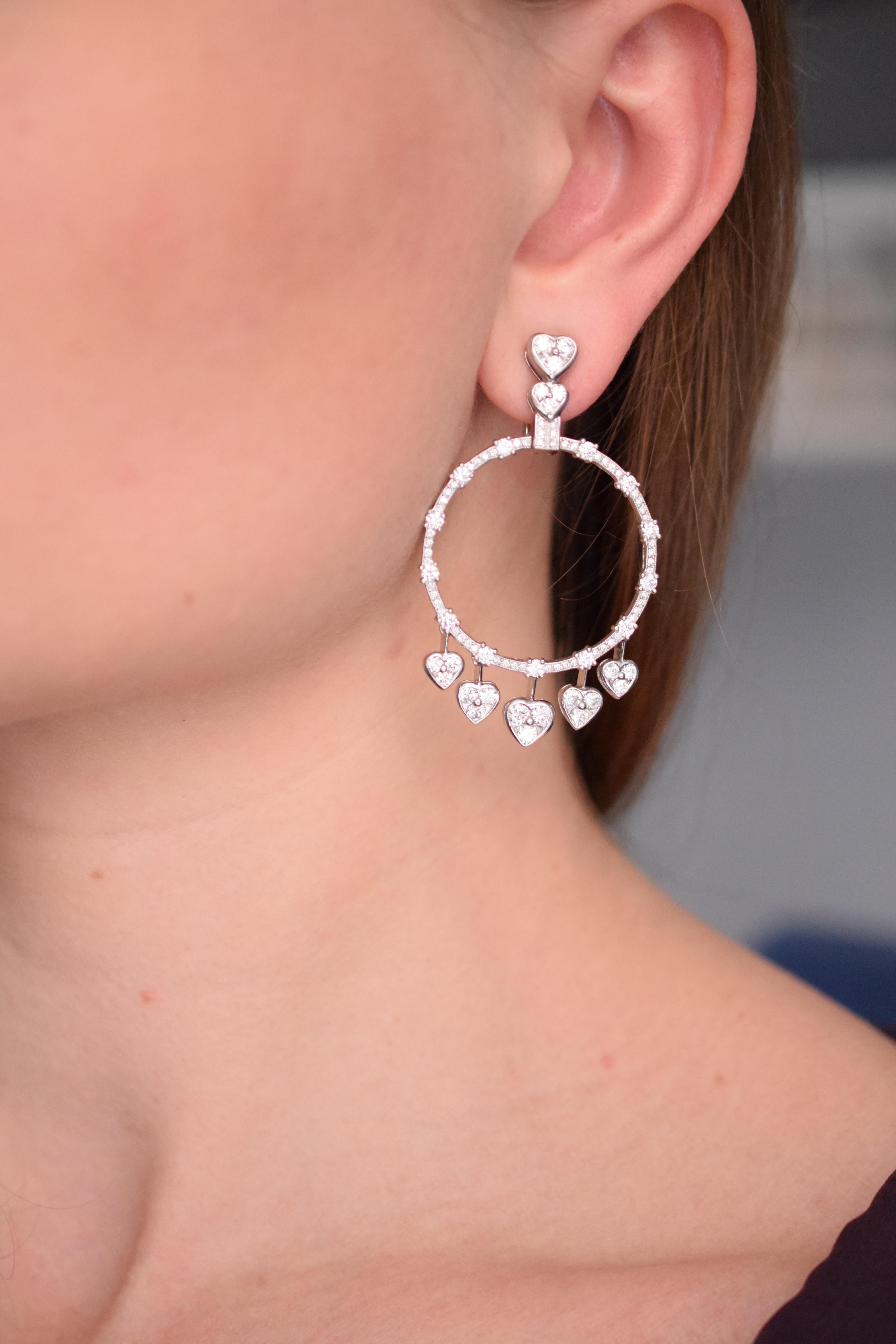 GRAFF  Coeur de diamant  Boucles d'oreilles Excellent état - En vente à New York, NY