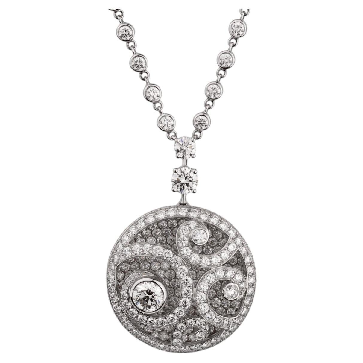 Collar Graff Colgante Gota Diamante sobre Diamante Oro Blanco 18k