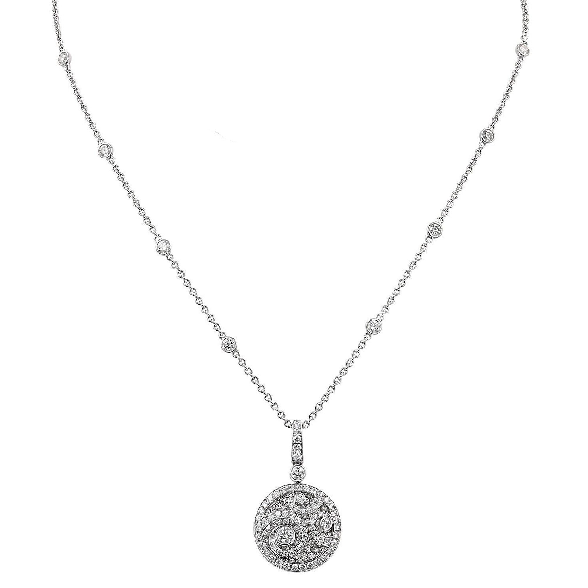 Graff Diamond on Diamond Pendant White Gold Necklace In Excellent Condition In Feasterville, PA