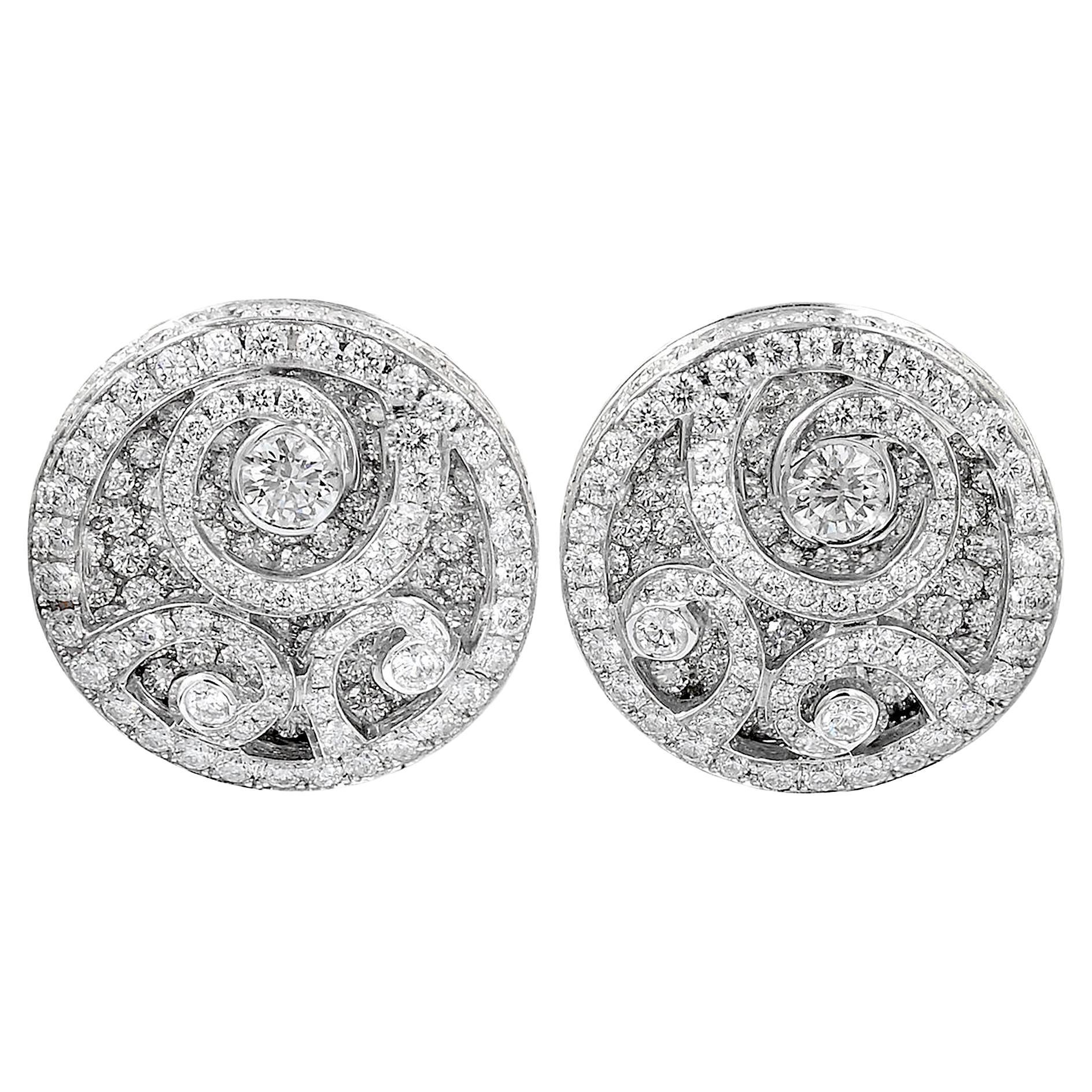 Boucles d'oreilles en or blanc Graff, diamant sur diamant en vente