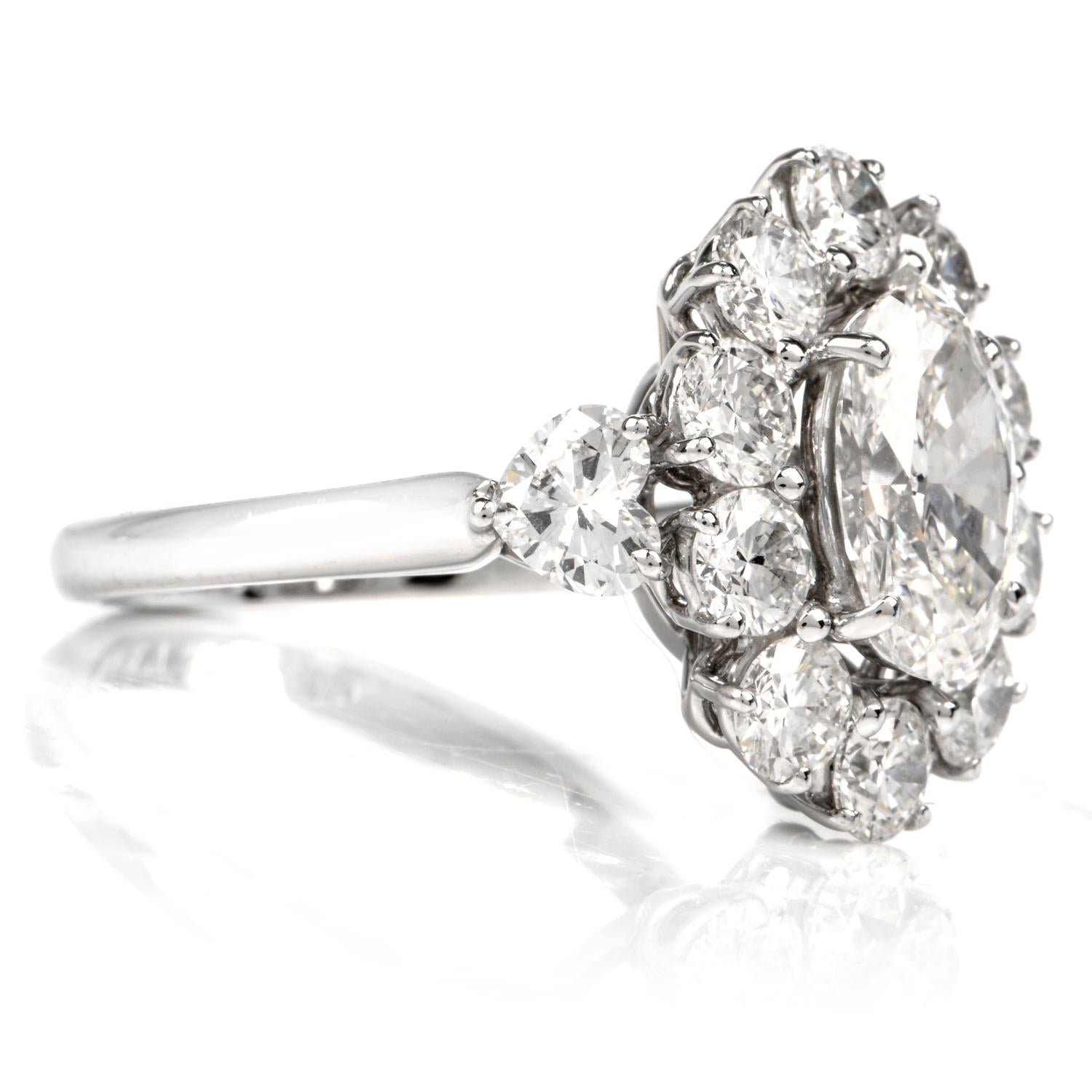 Oval Cut Graff Diamond Oval Platinum Engagement Cocktail Ring