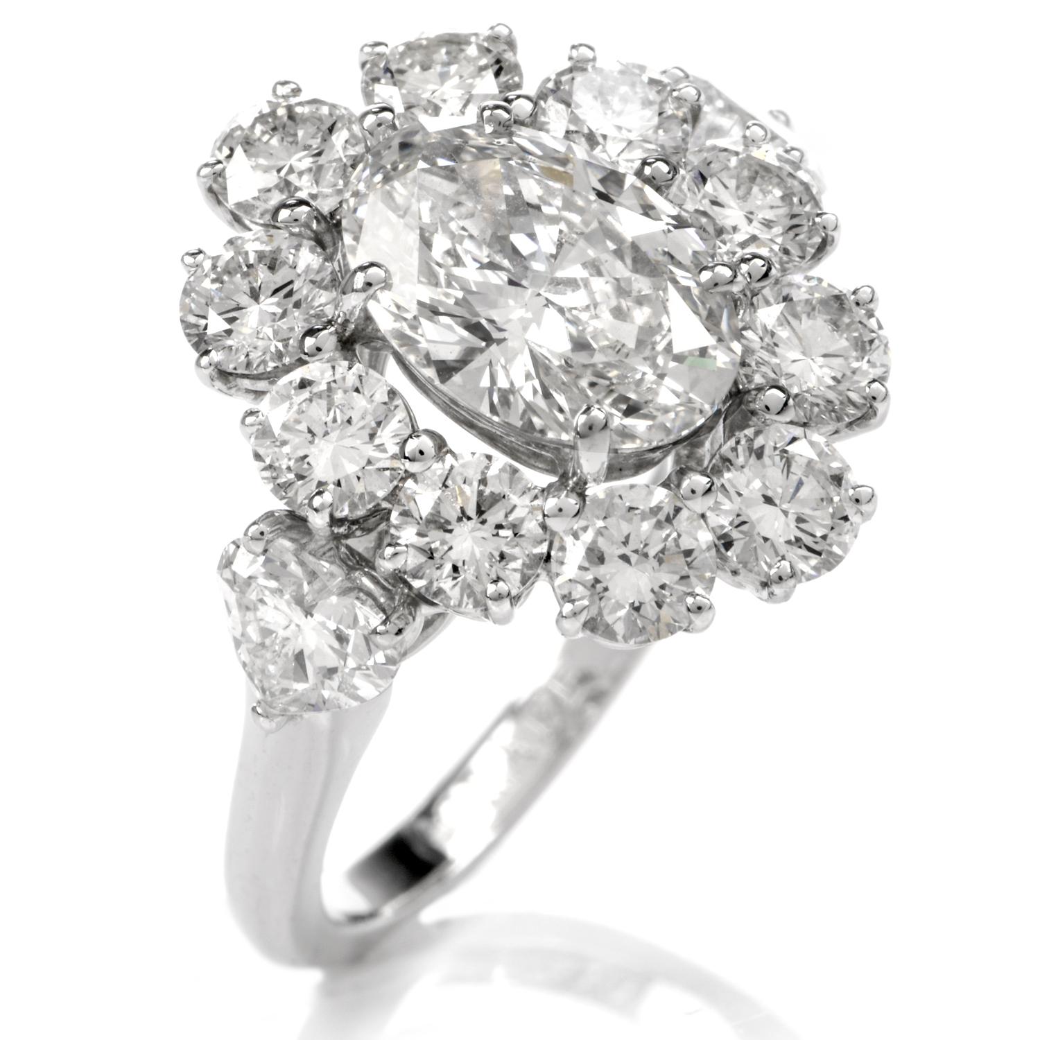 Women's or Men's Graff Diamond Oval Platinum Engagement Cocktail Ring