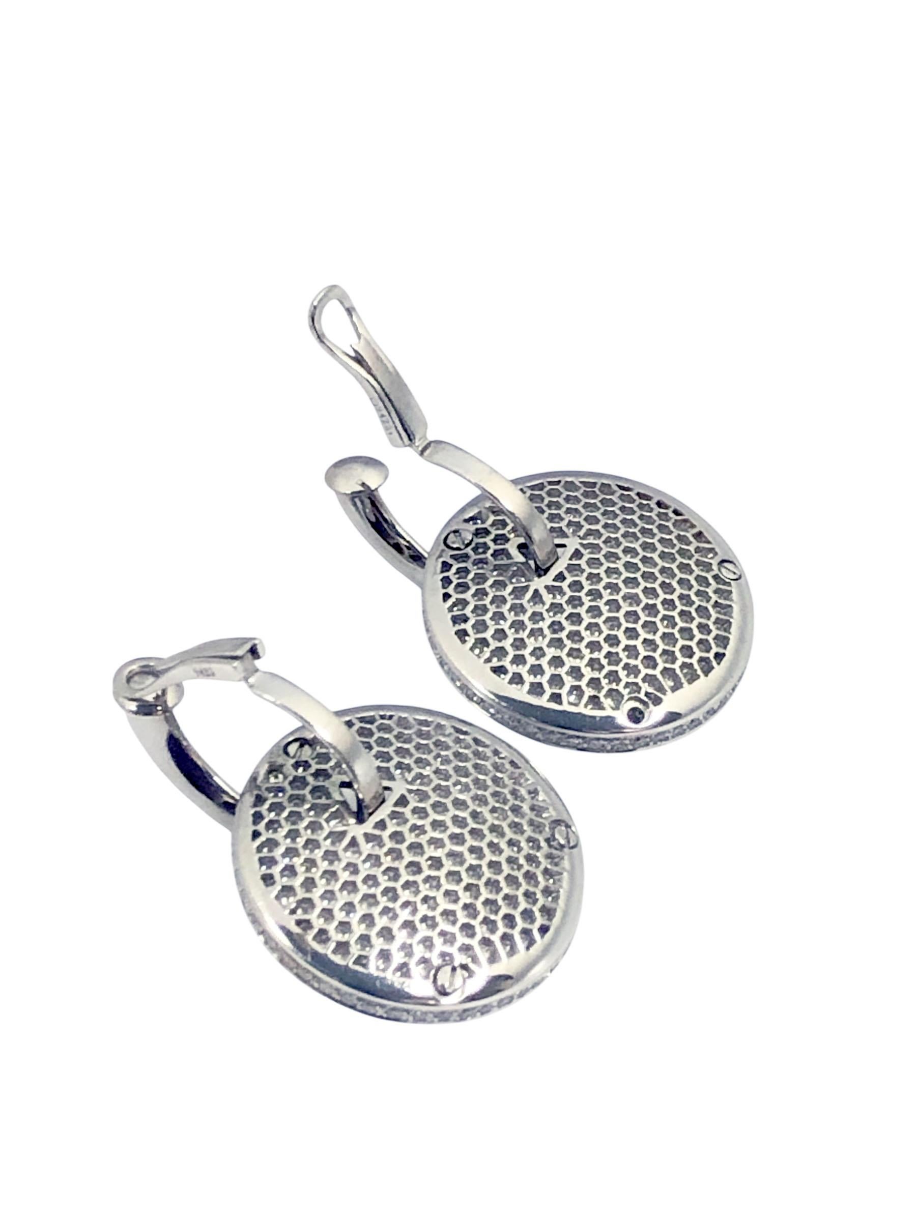 Pendientes grandes Graff Diamante sobre Diamante Remolino Oro Blanco 1