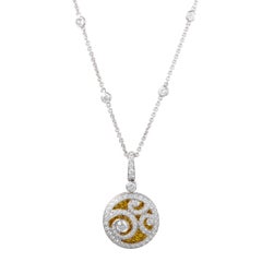 Graff Diamond Pave Round Gold Pendant Necklace