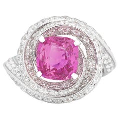 Graff Diamond Pink Sapphire Engagement / Cocktail Ring in 18K Gold "As New"