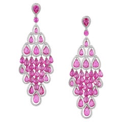 Graff Diamond Pink Sapphire Magnificent 60carats Earrings in 18K Gold "As New"