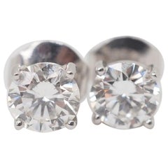 Graff Diamond Stud Earrings 3 Carat, 1, 5 Carat Each 18K White Gold