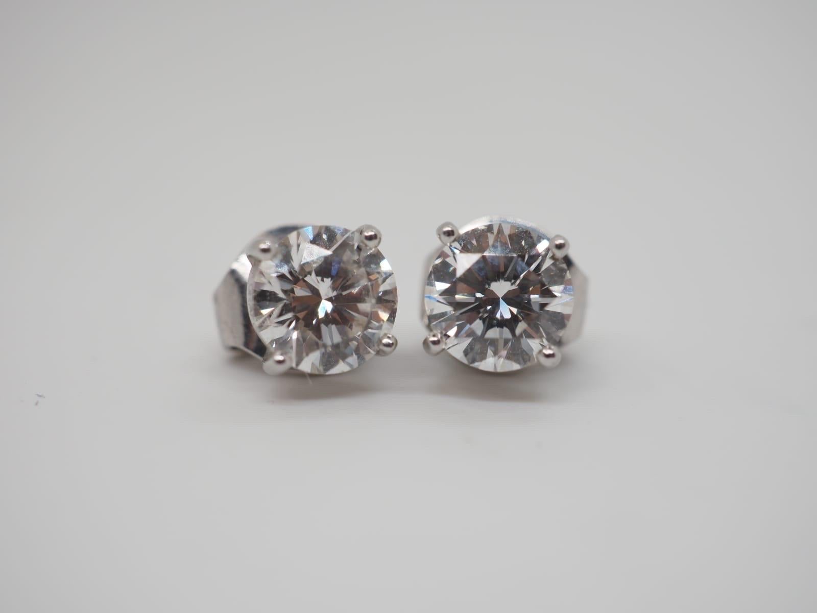 Brilliant Cut Graff Diamond Stud Earrings 3 Carat, 1, 5 Carat Each 18K White Gold For Sale