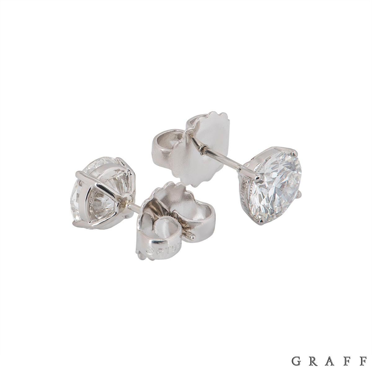 Round Cut Graff Diamond Stud Earrings 4.28 Carat, 2.14 Carat Each GIA Certified