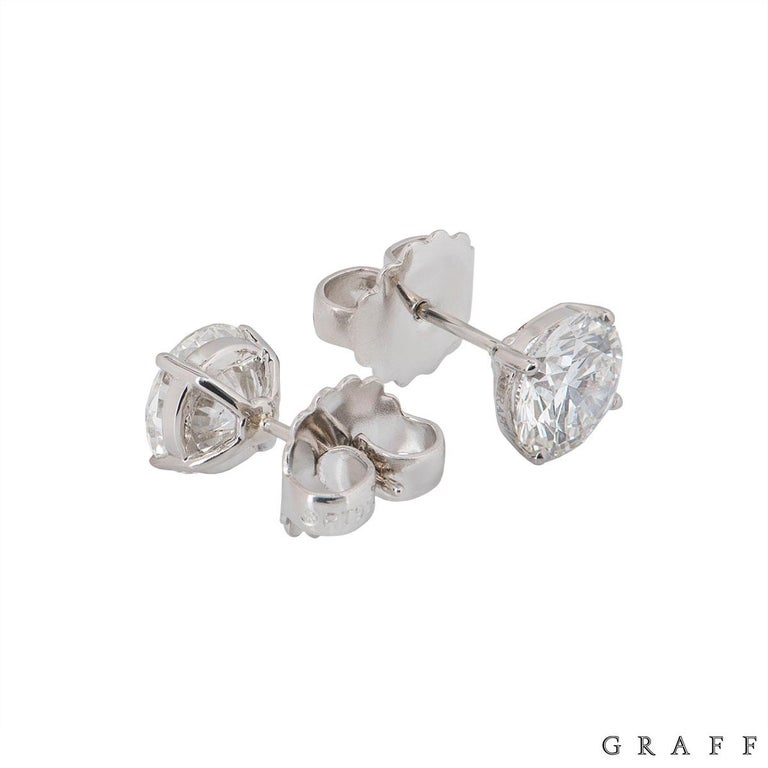 Graff Diamond Stud Earrings 4.28 Carat, 2.14 Carat Each GIA Certified ...