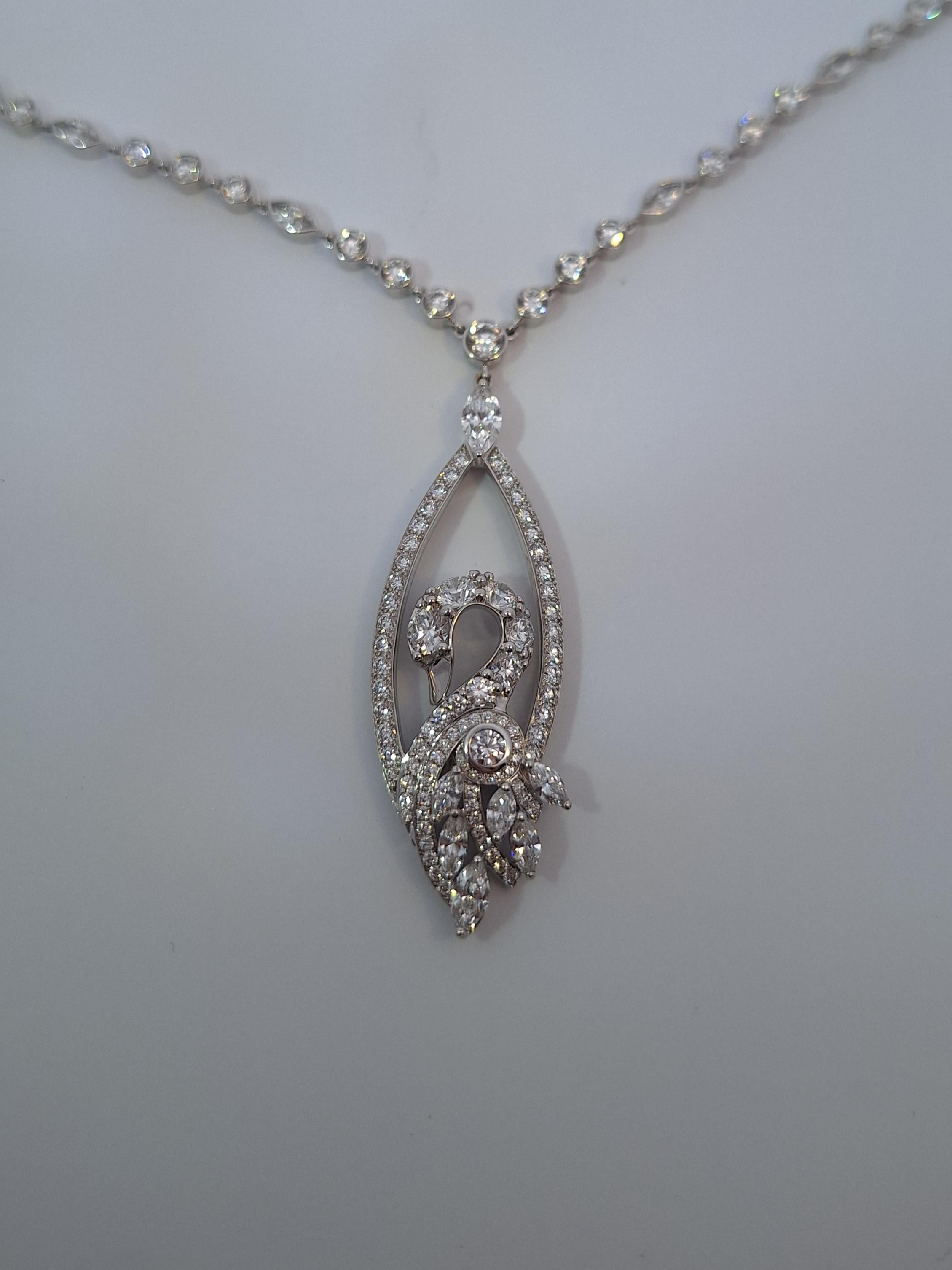 Women's or Men's Graff Diamond Swan Necklace & Earrings For Sale