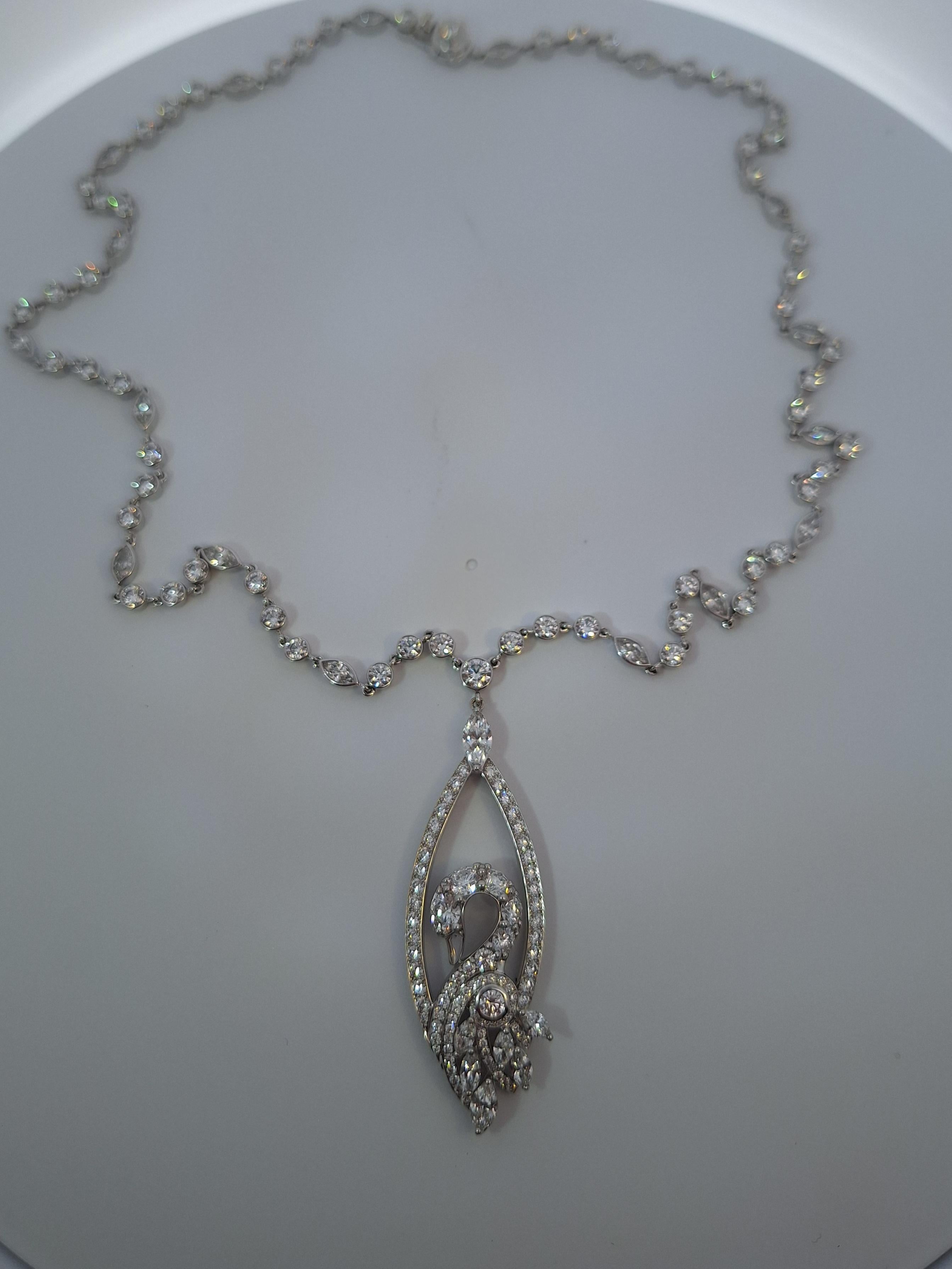 Graff Diamond Swan Necklace & Earrings For Sale 1