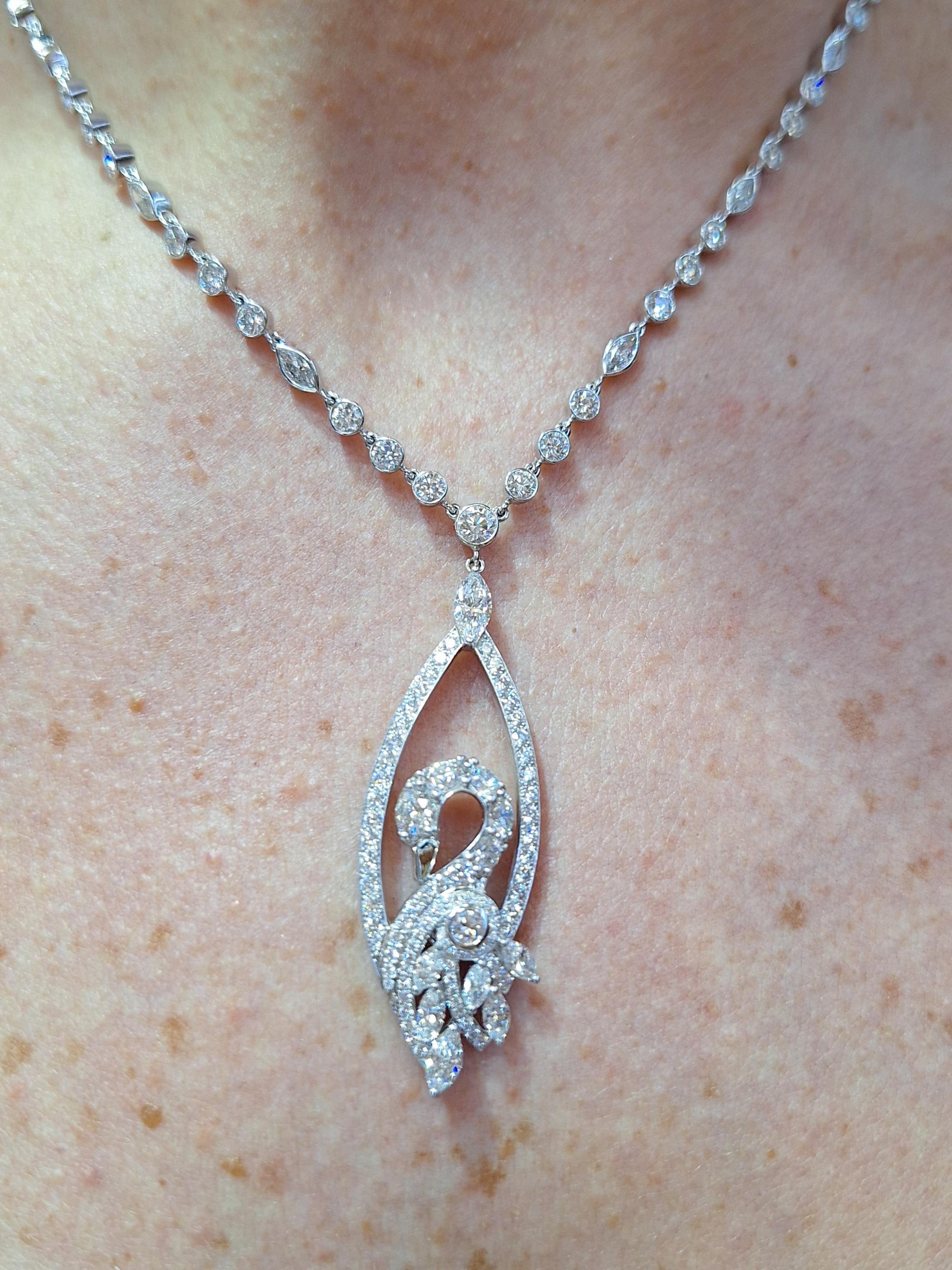 Graff Diamond Swan Necklace & Earrings For Sale 4