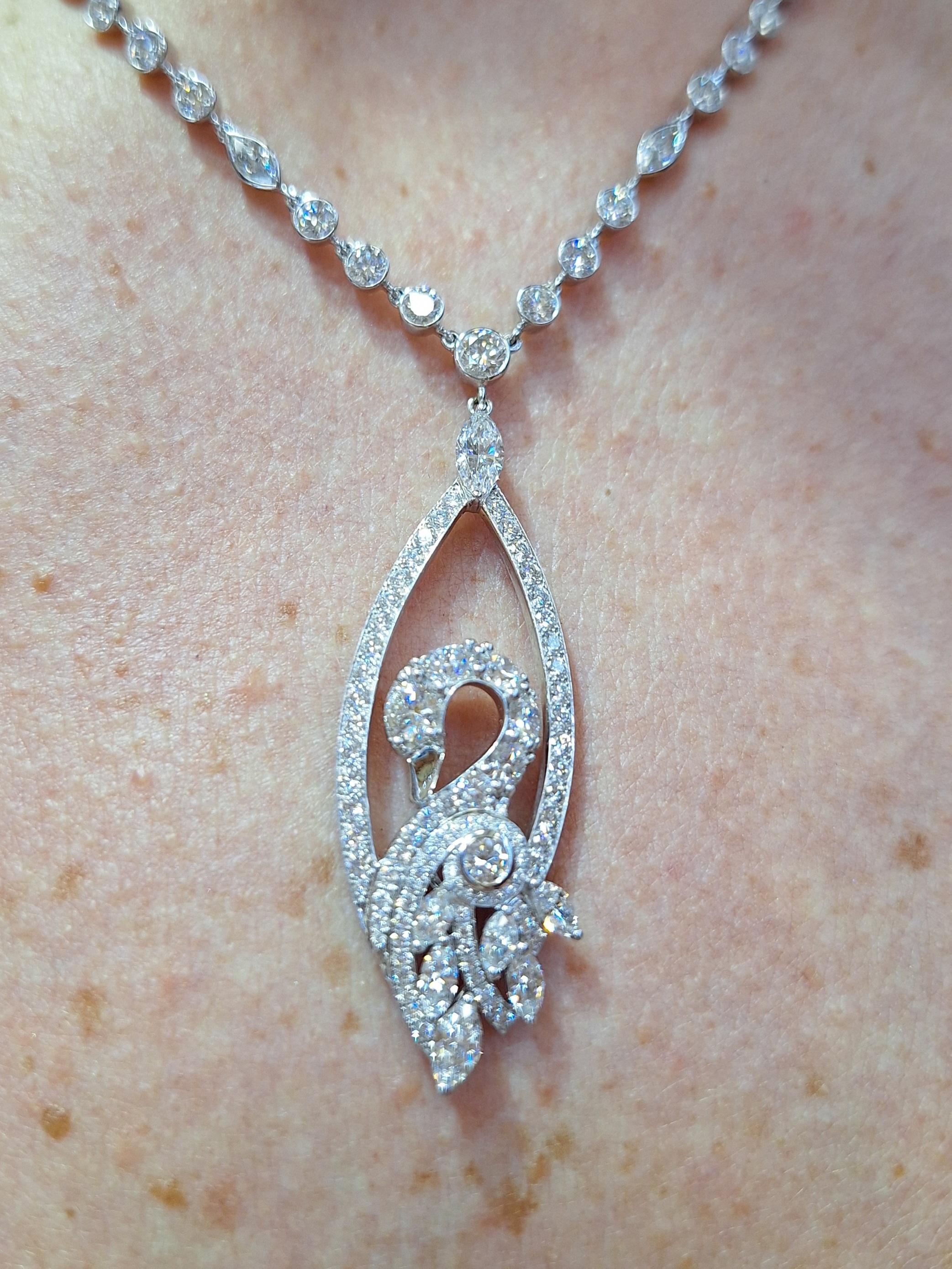 Graff Diamond Swan Necklace & Earrings For Sale 5