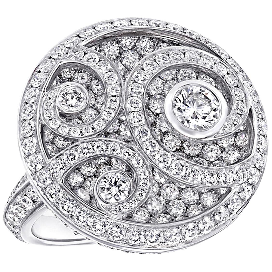 Graff Diamond Wave White Gold Cocktail Ring For Sale