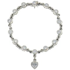 Graff Diamond 18k White Gold Bracelet with Heart Diamond Charm