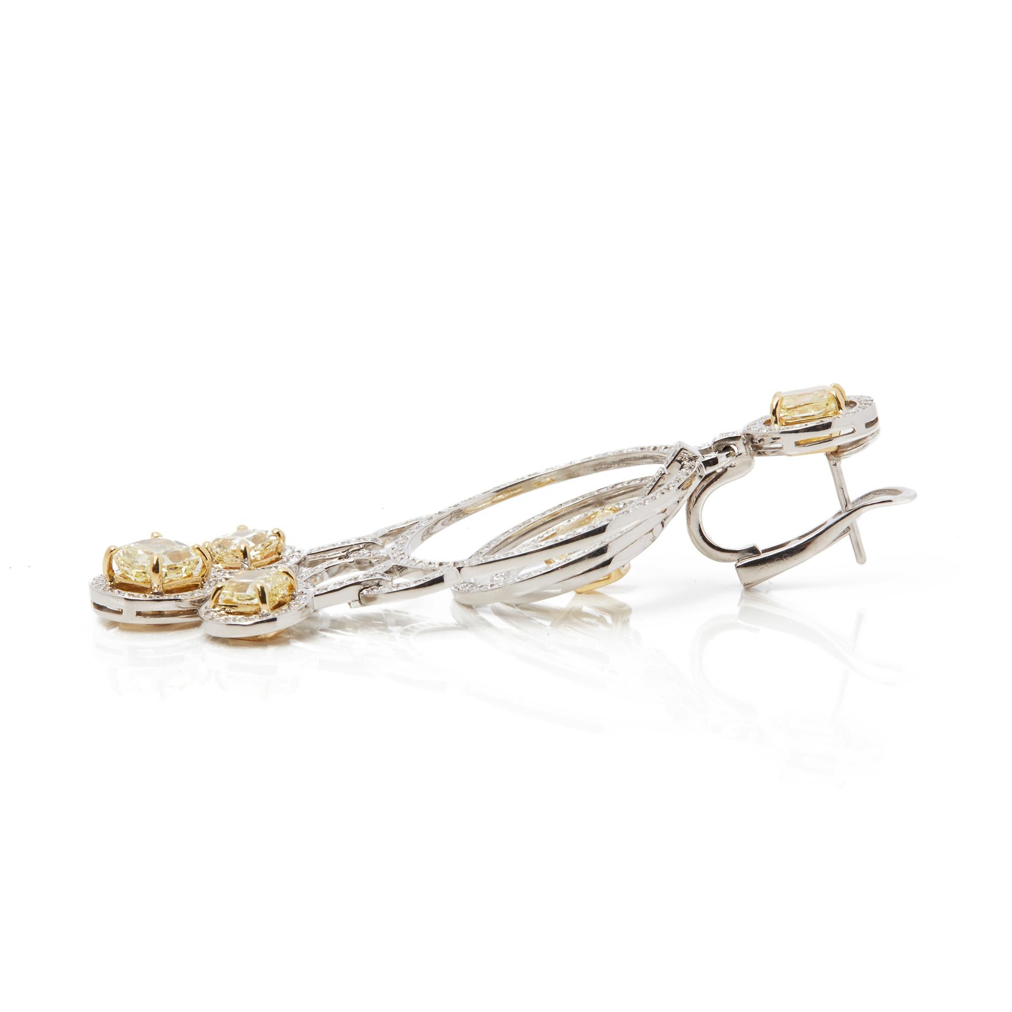 Modern Graff Diamonds 18 Karat Gold Fancy Yellow and White Diamond Dress Earrings