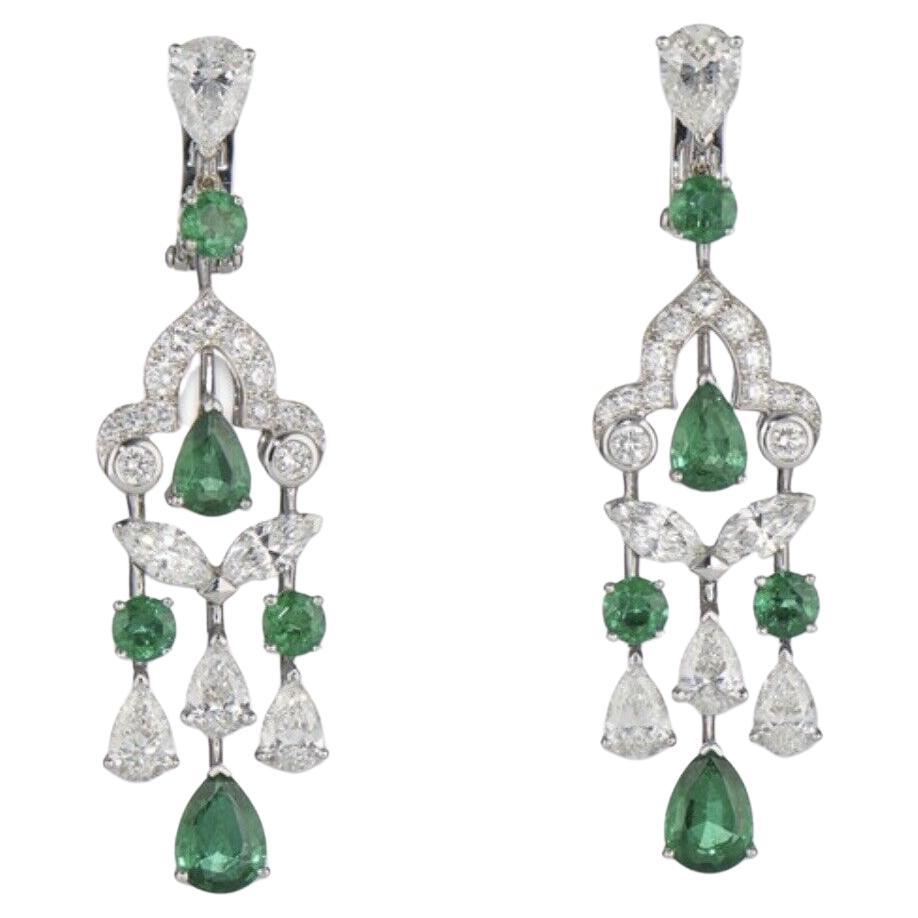  Graff Emerald & Diamond Earrings For Sale