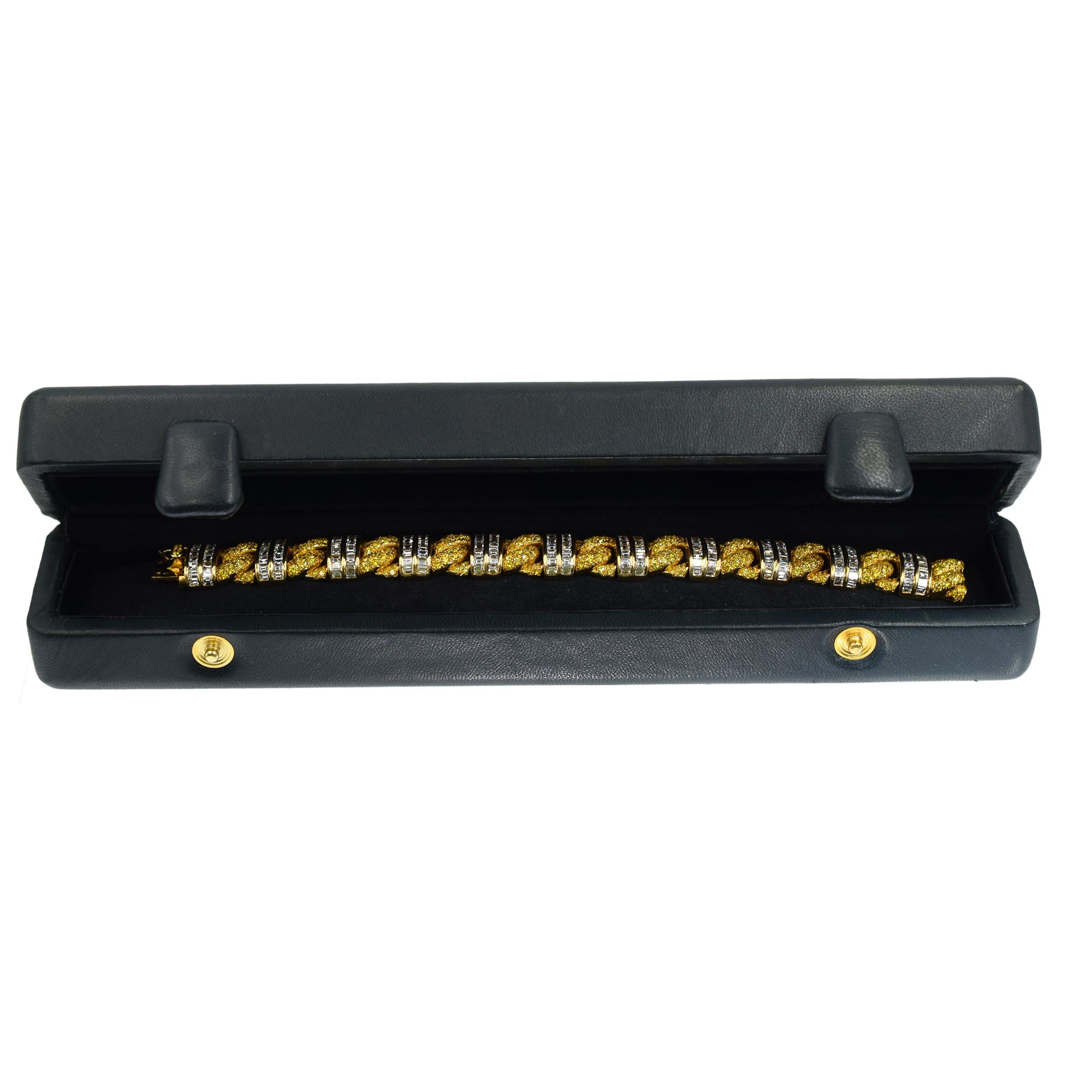 Artist Graff Fancy Intense Yellow and White Diamond Bracelet For Sale