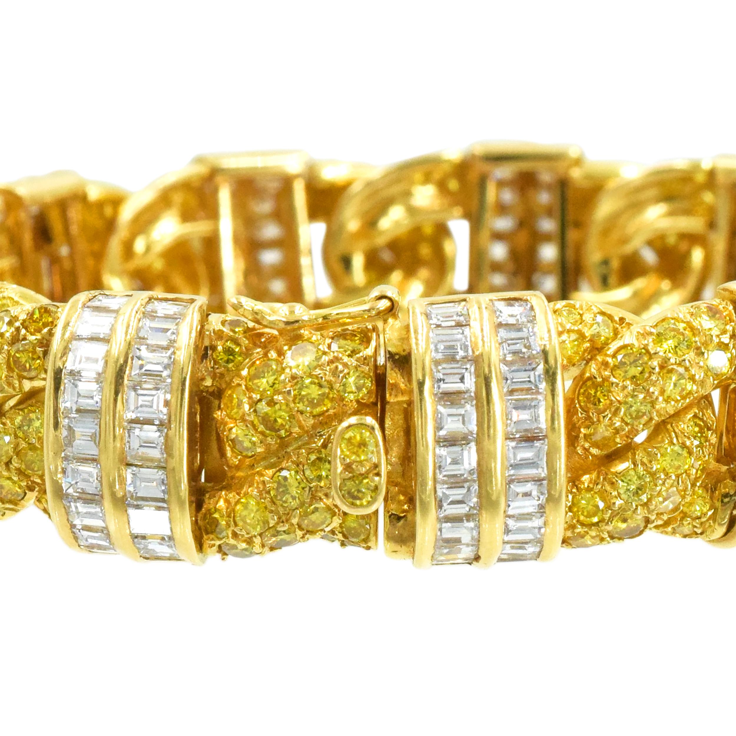 Women's Graff Fancy Intense Yellow and White Diamond Bracelet For Sale