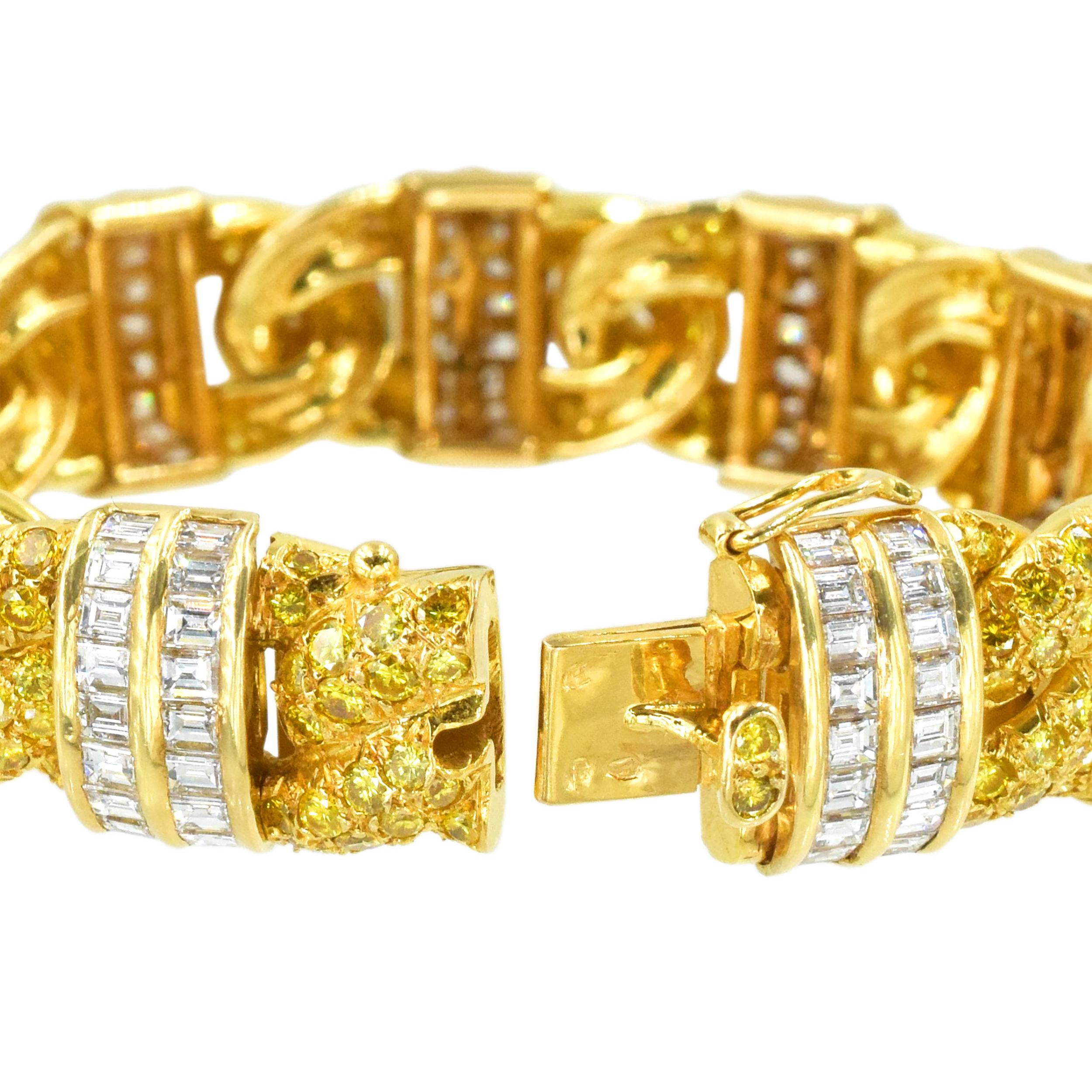 Graff Fancy Intense Yellow and White Diamond Bracelet For Sale 1