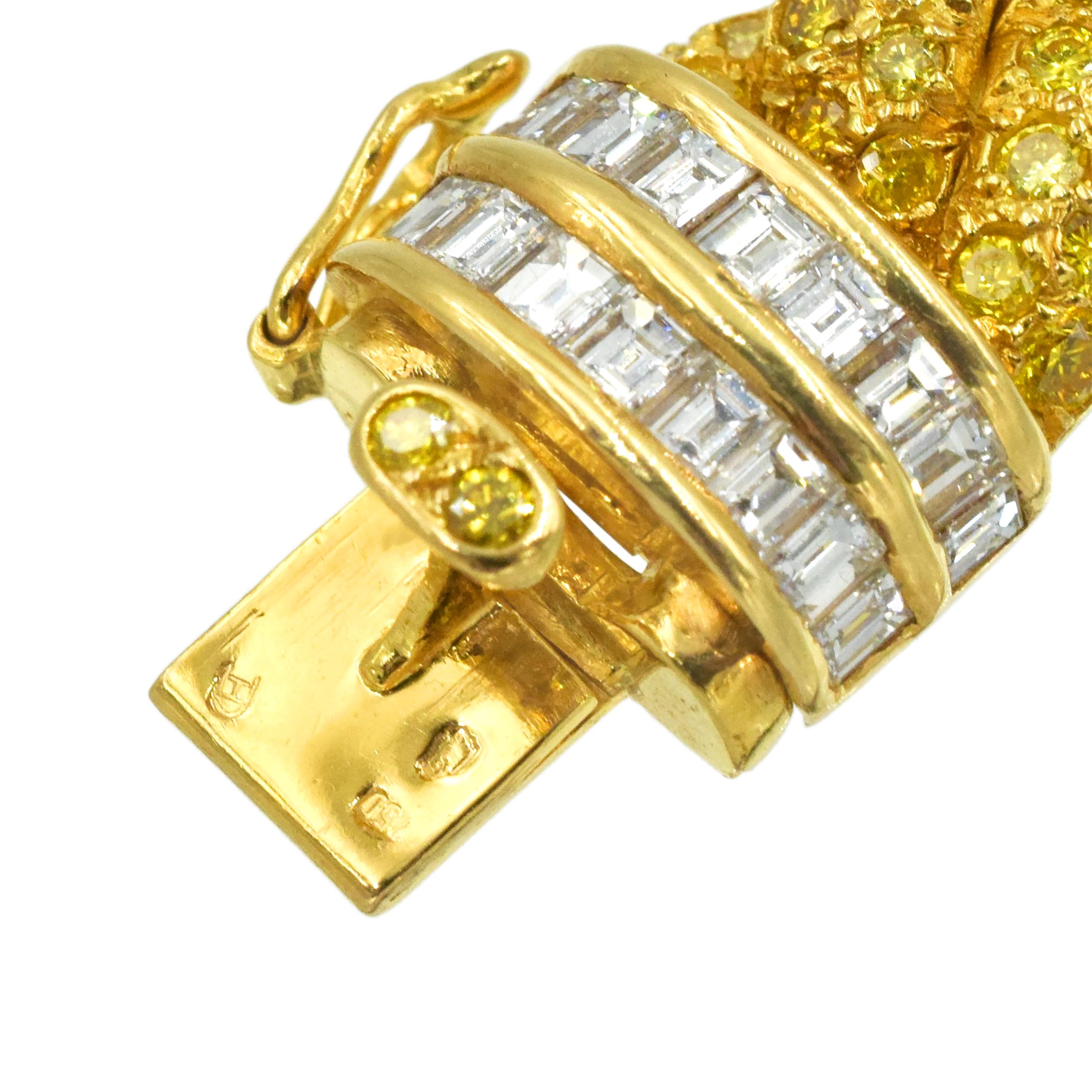 Graff Fancy Intense Yellow and White Diamond Bracelet For Sale 4