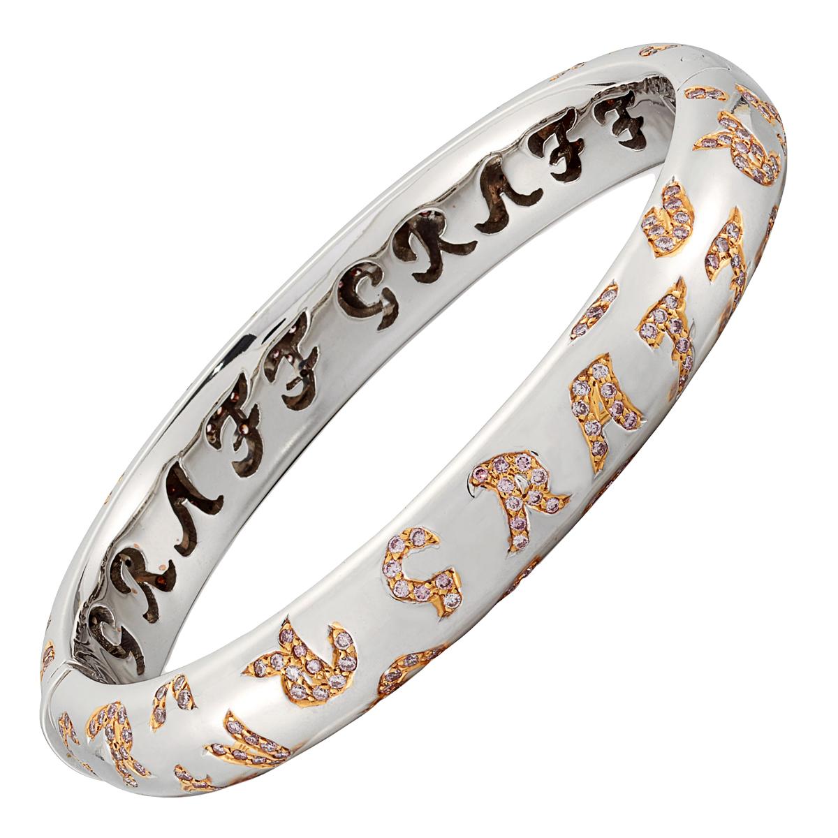 Bracciale Graff Fancy Pink Diamond in oro bianco In condizioni ottime in vendita a Feasterville, PA