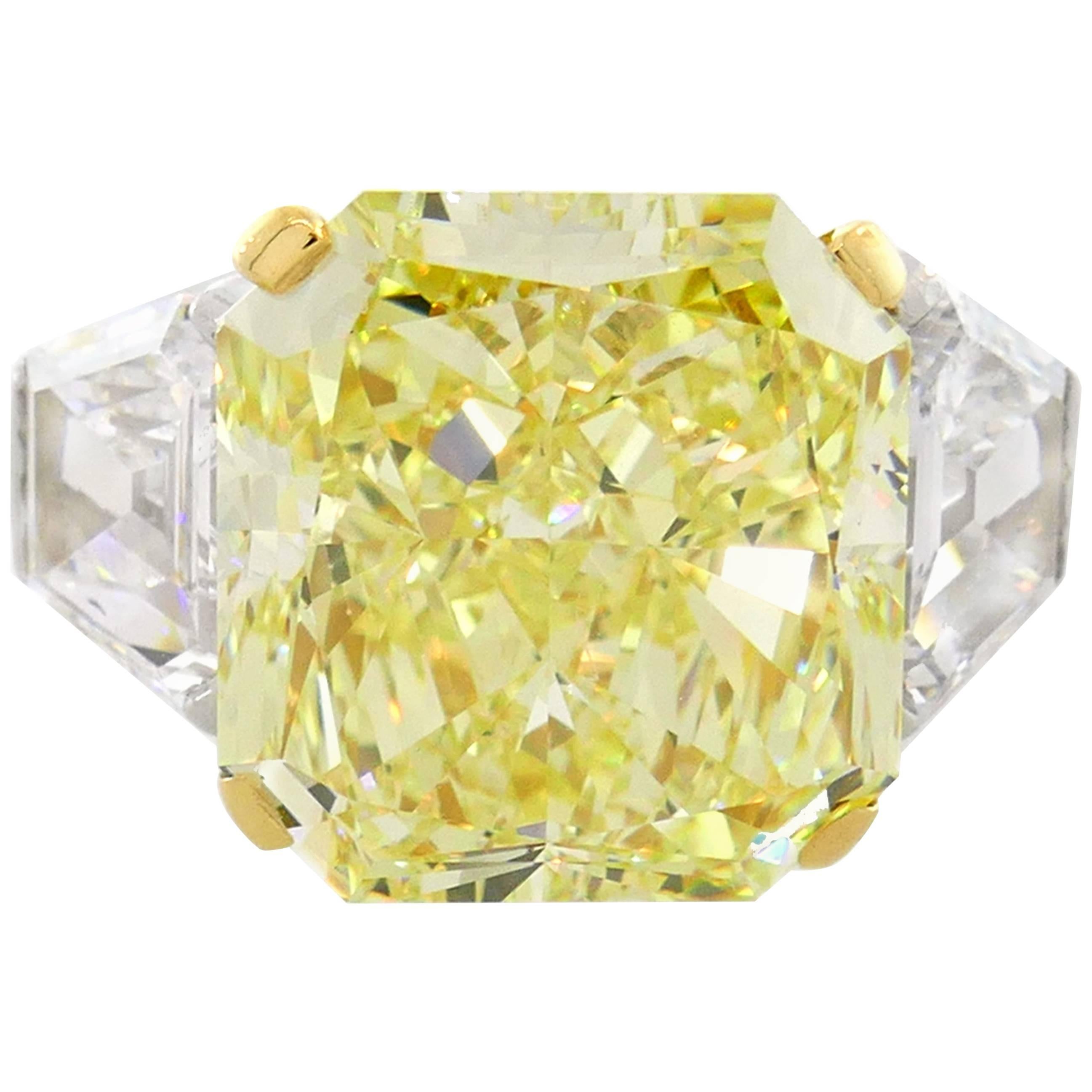 Graff Fancy Yellow Diamond Platinum Ring 10.62 Carat VS1 GIA
