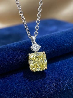 Graff Fancy Yellow Princess Cut Diamant GIA Anhänger Halskette