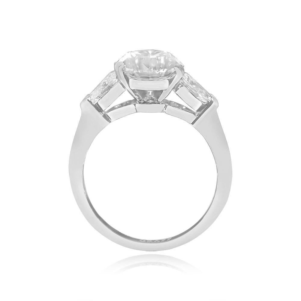 Art Deco Graff GIA 3.41ct Pear Shaped Diamond Engagement Ring, D Color, Platinum For Sale