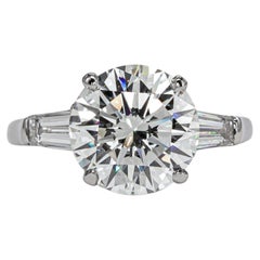 Anillo de platino con tres piedras de Graff: diamante de 3,54 quilates, GIA, H VS1, talla brillante redonda