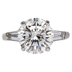 Graff GIA 3.54 Carat H VS1 Round Brilliant Cut Diamond Three Stone Ring