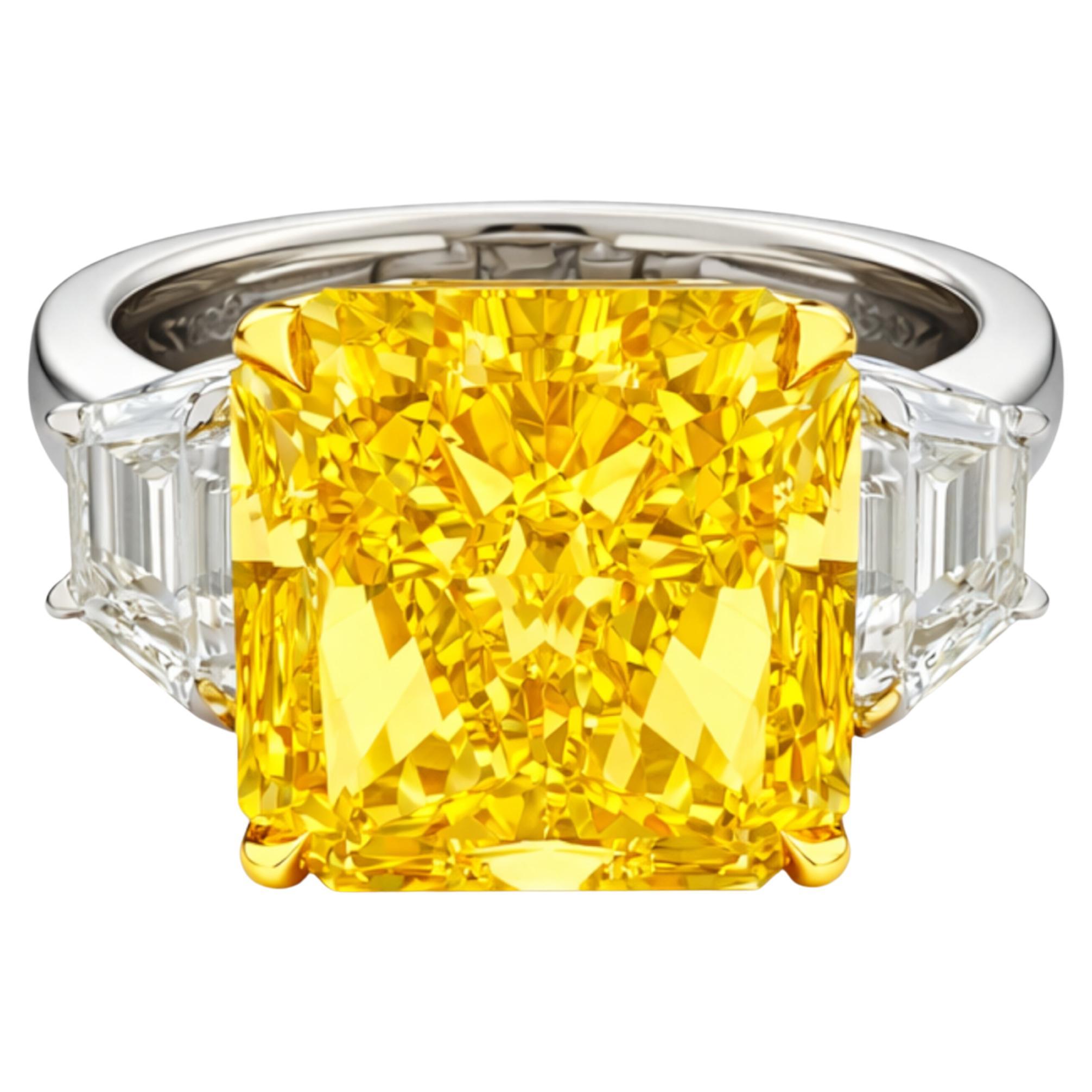 Pre-owned Graff Gia Certified 10 Carat Fancy Yellow Diamond Ring