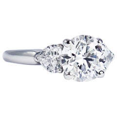 Graff 1.61 Carat GIA Certified F VVS2 Round Brilliant Diamond Three-Stone Ring