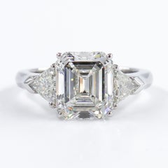 Graff signed 3.06 Emerald Cut GIA Certified I VS2 Diamond and Platinum Ring