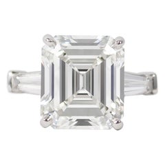 Graff GIA Certified 7.28 Carat Emerald Cut Diamond Ring with Tapered Baguettes