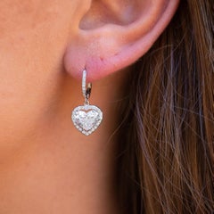 Graff GIA Certified Heart Diamond Earrings 3.86 Carat Total 18 Karat Gold